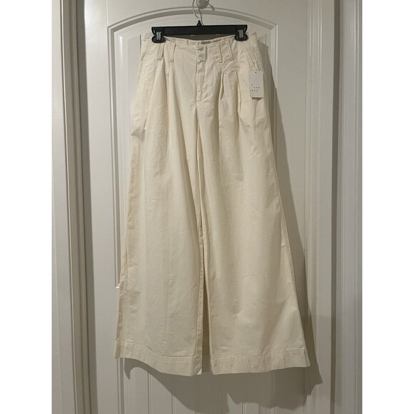 NEW a new day Cream High-Rise Pleat Front Wide Leg Women's Pants Size 6 - Picture 7 of 10
